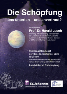 Plakat Themengottesdienst Schöpfung mit Prof. Dr. Harald Lesch