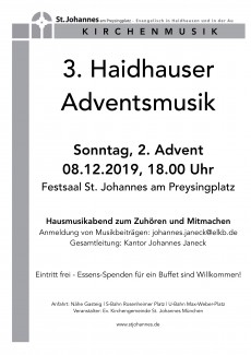 08.12.2019 3. Haidhauser Adventsmusik in St. Johannes München