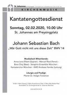 02.02.2020 Kantatengottesdienst mit dem Kantatenchor München
