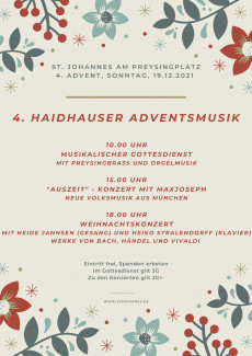 Haidhauser Adventsmusik 2021 Plakat