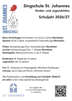 Anmeldung zur Singschule St. Johannes Schuljahr 2026/27 unter der Leitung von Kantor Johannes Janeck gestartet